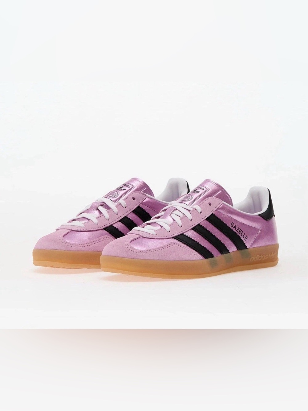 W Adidas Originals Gazelle Indoor Bliss Lilac Black JS1406 Shoes Sneakers Sz 8.5